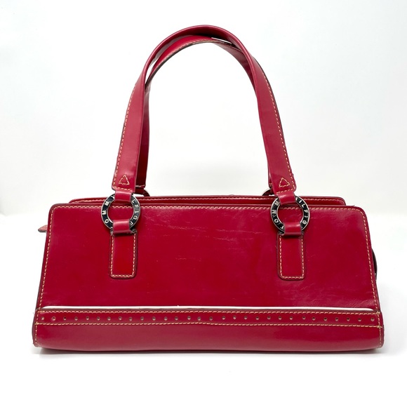Vintage Red Leather Tommy Hilfiger Top Handle Handbag - Picture 1 of 10